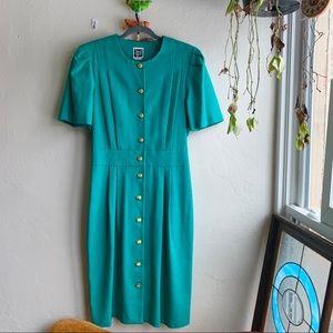 Vintage Green Button Up Dress